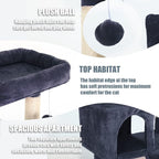 Cat Tree for Indoor Cats, 36in Cat Tower Multi-Level Cat Condo with Sisal Scratching, Scratching Board, Dangling Ball, Extra Large Perch for Cats and Kittens (Dark Grey)