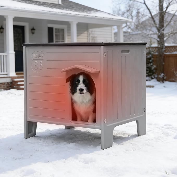 Rockever Insulated Outdoor Dog House Liner, Dog House Outdoor Indoor for Large Dogs, Plastic Elevated Outdoor Dog House Waterproof Dog Kennel with Window, Clean Easily (Only Liner)