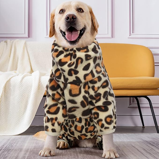 ROZKITCH Dog Pajamas Fleece, Pet Windproof Warm Cold Weather Jacket Vest with Luminous Zipper, Jumpsuit Apparel Outfit Clothes for Small Medium Large Dog Brown M