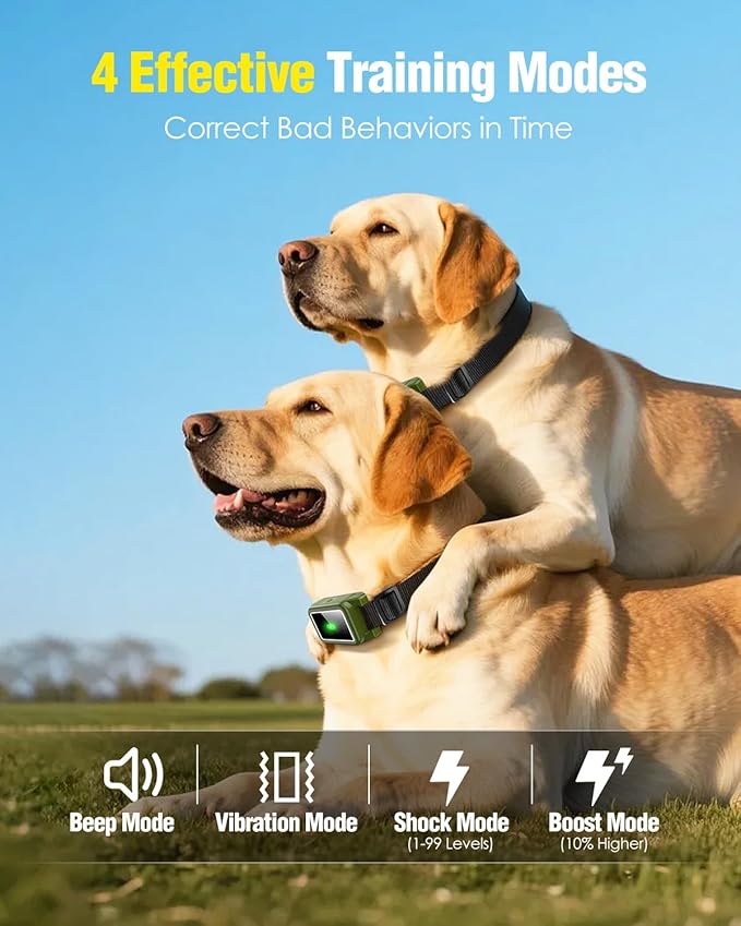 Dog Shock Collar 2 Dogs (10-120Lbs) - 3300FT Dog Training Collar with Remote for Small Medium Large Dogs, LED Light IPX7 Waterproof Electric with Beep Vibration Shock & Safety Lock