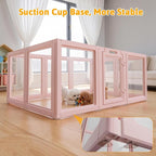 DIY Clear Acrylic Dog Playpen House,Quick Easy Assembly and Disassembly,Strong Floor Suction,Indoor and Outdoor Use,Easy Cleansing Puppy Fence (Skin Pink, 23.6" H, 10PCS)