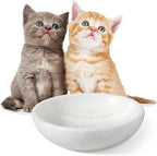 White Cat Bowl, Marble Food and Water Bowl for Cat and Small Dog, Heavyweight 1.5lb Non-Tip Pet Food Dish with Slip-Proof Pad, Premium Stone Feeder for Elegant Home Decor