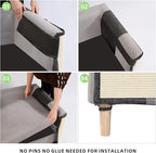 Cat Scratch Sofa Protector,Cat Scratching Couch Protector with 19.7''L*23.6''W Natural Sisal Scratching Mat for Protecting Couch Sofa Chair (Dark Grey/Left Hand)