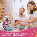 Weewooday Dog Birthday Party Supplies Birthday Boy Girl Cake Bandana Triangle Scarf Party Hat Dog Bow Tie Collar with Numbers for Large Medium Small Dog Puppy 1st Birthday(Novel Style,Medium)