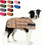 BEAUTYZOO Dog Winter Coat for Large Dogs Waterproof, Warm Reflective Great Dane Oxford Canvas Jacket, Fleece Dog Cold Weather Coats Windproof for Female Male Dogs, Khaki Plaid L
