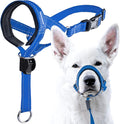 GoodBoy Dog Head Halter with Safety Strap - Stops Heavy Pulling On The Leash - Padded Headcollar for Small Medium and Large Dog Sizes - Head Collar Training Guide Included (Size 1, Blue Nylon)