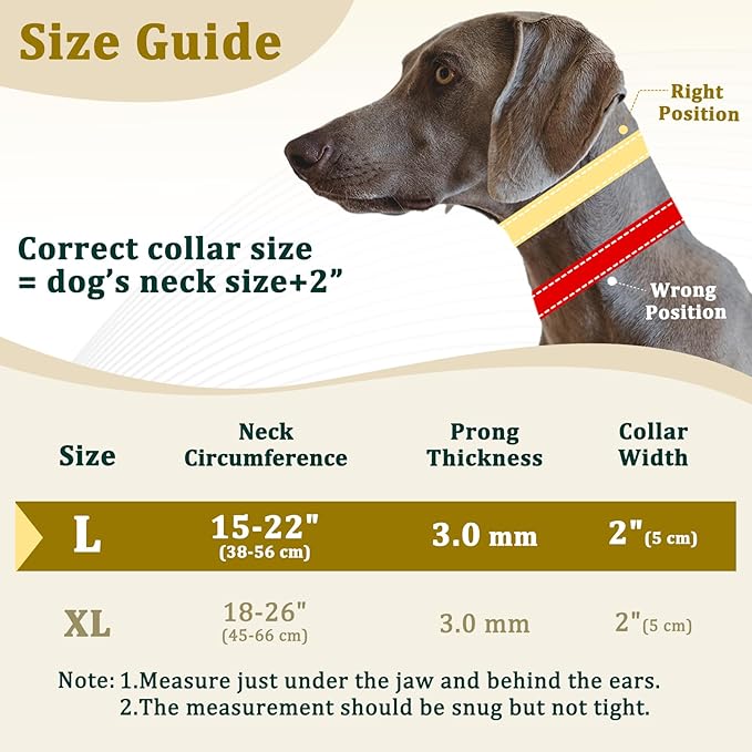 Mayerzon Prong Collar for Large Medium Dogs, Patented Reflective Pinch Collar with Metal Buckle, No Pull Adjustable Hidden Covered Dog Walking Training for Pitbull German Shepherd Doberman(Brown, L)