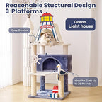 HYABi 48.5-Inch Novelty Lighthouse Seagull Wheel Buoy Cat Tree Tower Condo Bed Furniture Plush Ball Toy Fish Platforms Multi-Level with Scratching Posts Play for Indoor Cats