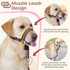 BARKLESS Soft Nylon Dog Head Collar for Large Medium Dog, Reflective Padding Head Halter for Training, Adjustable Muzzle Leash No Pulling, Jumping, Nose Leash Ideal for Walking (Pink, XL)