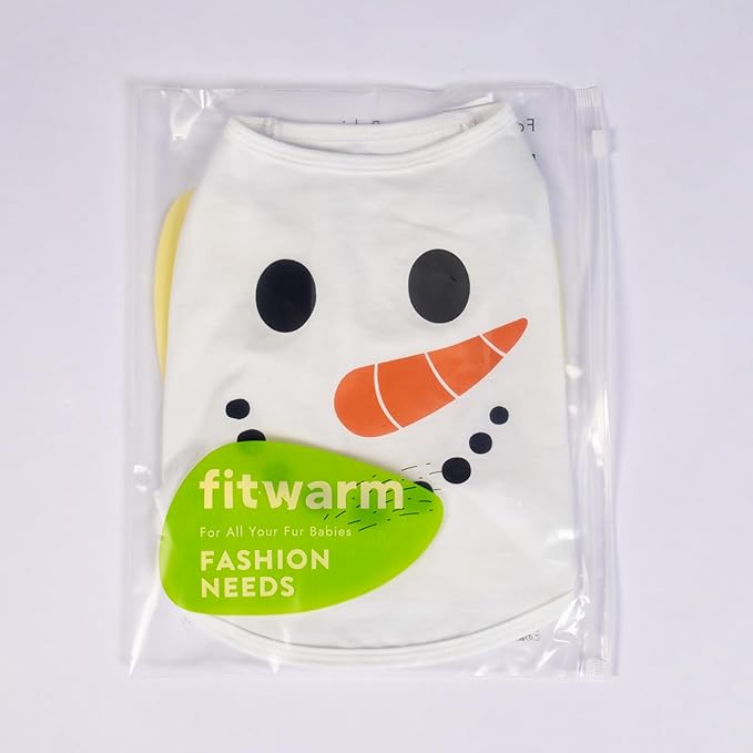 Fitwarm Snowman Dog Christmas Outfit, Holiday Dog Clothes for Small Dogs Boy Girl, Cute Pet Shirt, Black, White, Orange, Small