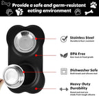 AsFrost Dog Food Bowls Stainless Steel & Water Dish with No-Spill and Non-Skid, Feeder Bowls with Dog Food Dish for Small Medium Large Size,Dogs,Cats,Puppy Pets, Black, 12oz