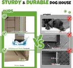 Medium Wooden Dog House Outdoor, Weatherproof Dog Houses with Adjustable Vent Windows, Alloy Chew-Resistant Frame, Removable Floor for Medium & Small Dogs (34" L x 22" W x 25" H)