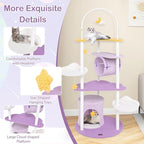 PETSITE 62 inch Moon and Star-Themed Cat Tree, Modern Multi-Level Cat Tower with Moon-Shaped Top Perch, Star-Shaped Hanging Toys, Barrel-Shaped Hammock, and Cat Condo, Cute Cat Tree for Indoor Cats
