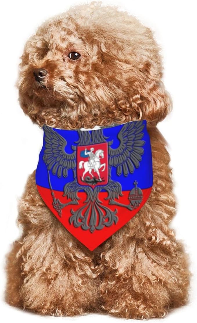 Dog Bandanas Russian Eagle Emblem Flag Pet Bandana Scarf Triangle Bibs Kerchief Accessories for Dogs Cats