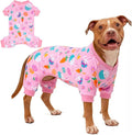 KYEESE Easter Dog Pajamas, Soft Dog Pajamas for Medium Large Dogs Girl, Stretchy Dogs Pjs Velvet Pet Jumpsuit with Eggs & Bunny Pattern, Comfy Lightweight Pet Outfit, Pink, 2XL