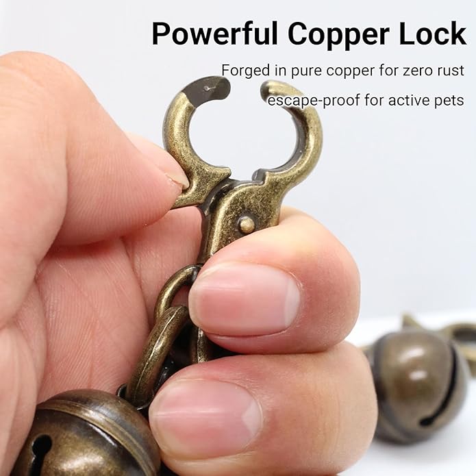 Copper Bells for Dog Collars with Snap Clips - Dog Bells to Go Outside,Made of Pure Copper for Dogs/Cat - Clear Sound & No Rust - Know Where Your Pet