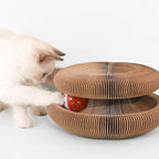 Accordion Magic Organ Cat Scratcher Board for Indoor Cats, Cardboard Cat Scratch Toy with Ball,Interactive Mental Physical Exercise Cat Toy