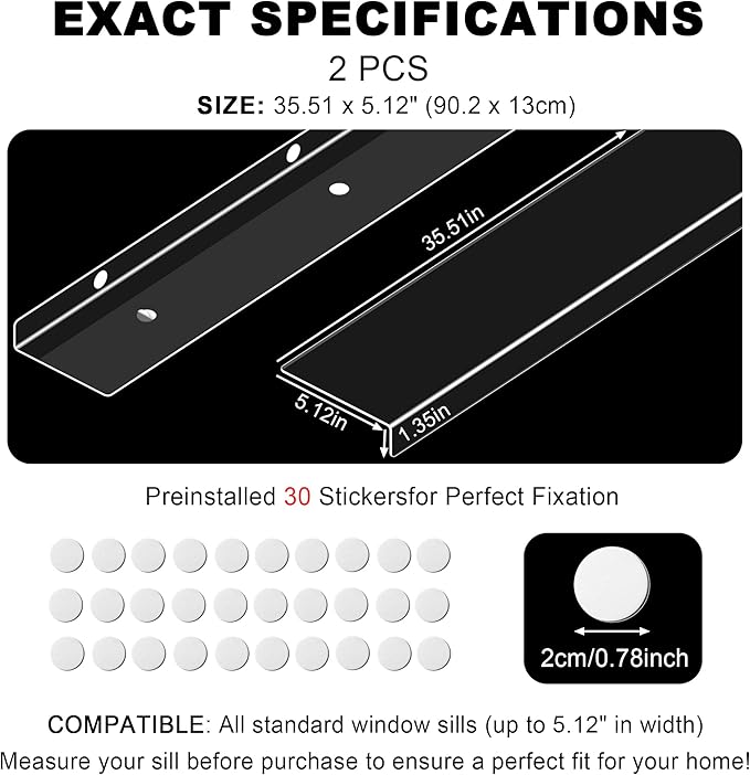 Ultra Clear Window Sill Protector - Scratch & Chew Proof Pet Guard for Dogs & Cats, Easy Install Transparent Ledge Cover, No Residue