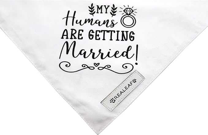 Realeaf Engagement Gift, My Humans are Getting Married Dog Bandana, Dog Wedding Outfit for Boy and Girl, Premium Durable Fabric, Dog Engagement Announcement for Large and Extra Large Dogs (X-Large)