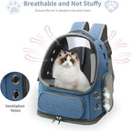 Cat Backpack Carrier for Cats and Small Dogs, Breathable Cat Bubble Backpack, Airline Approved Pet Travel Carrier for Hiking Camping Outdoor(Blue)