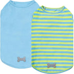 KYEESE 2Pack Dog Shirt, Soft Striped Dogs T Shirts, Lightweight Pet Tank Top, Sleeveless Dog Shirt for Small Dogs, Stretchy Comfortable Pet Vest, Blue, Large