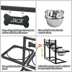 Elevated Dog Bowls for Large Dogs, 6 Height Adjustable Raised Stand with Mat, Two Signature Cards and Three 1700ML Bowls, for Large Breed and Multi-Pet Households