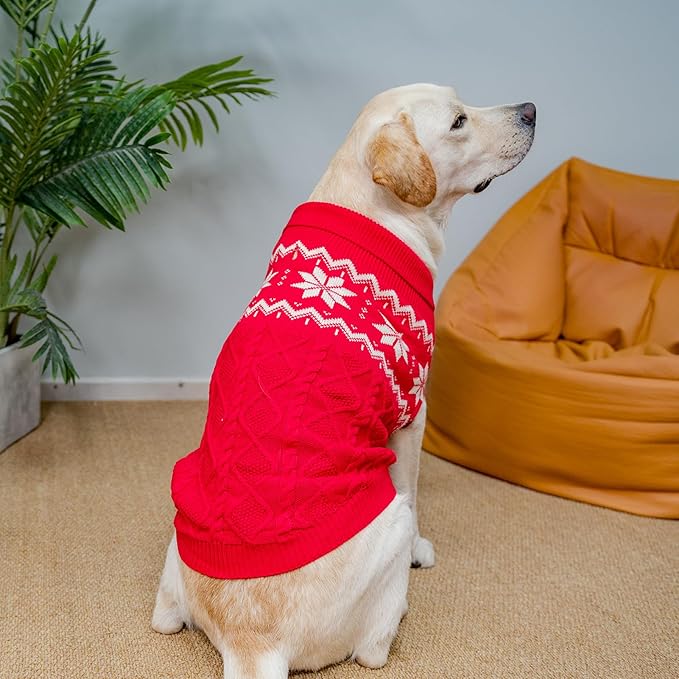 Warm Winter Dog Sweater - Cold Weather Pet Clothes for Small Medium Large Dogs Indoor Outdoor, Soft Classic Knit Puppy Apparel