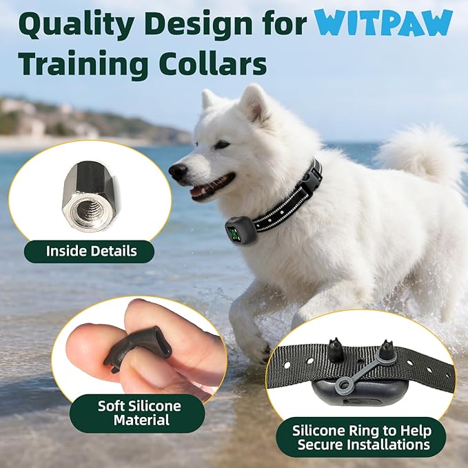 Dog Training Collar Accessory Set. Contact Points Replacement Parts with Metal Nuts Silicone Caps Retaining Rings
