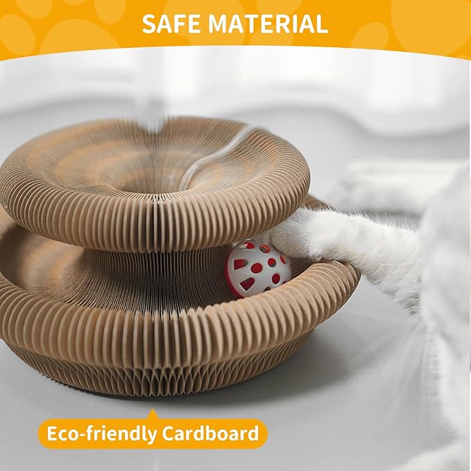 Magic Organ Cat Toy, Foldable & Reversible Infinity Style Cat Scratching Board Toy by Recycled Cardboard, Durable Interactive Cat Toys for Indoor Cats, 1 Pack, Upgrade