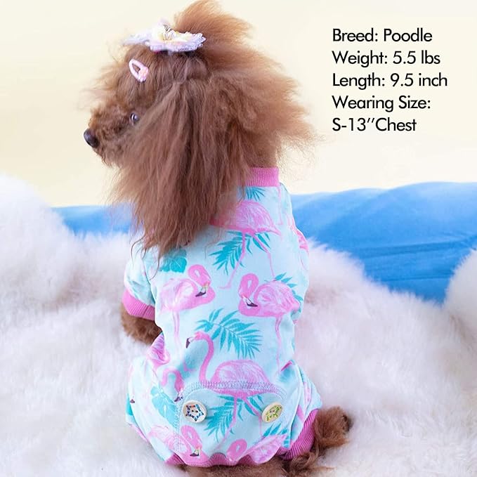 KYEESE Dog Pajamas Velvet Dog Pajamas Medium Sized Dogs Soft Dogs Clothes Pjs with Flamingo Pattern Stretchy Pet Jammies Coat Comfy Pet Onesie Costume, 2X-Large