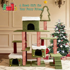 Extra Large 74-Inch Tall Cat Tree w/Widened Perch for Large Cats, Big Cat Tower Indoor, Modern Multi-Level Activity Tower with Scratching Posts, Condos, Baskets, Hammock, Scratching Ramps