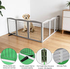 Dog Fence Indoor,Dog Gate Indoor for Doorway pet gate -6-Panel Freestanding, Hallways, House or Stairs -120x24-Inch Retractable Foldable Expandable Wood Pet by SFJC (Grey) ﻿