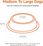 Amazon Basics Stainless Steel Non-Skid Dog Water And Food Bowls, Dishwasher Safe, Rust Resistant, 38oz Capacity, 10 x 2.8 Inches, 2-Pack