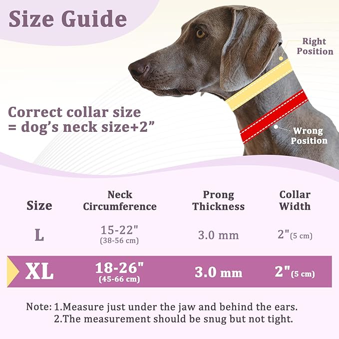 Mayerzon Prong Collar for Large Medium Dogs, Patented Reflective Pinch Collar with Metal Buckle, No Pull Adjustable Hidden Covered Dog Walking Training for Pitbull German Shepherd Doberman(Purple, XL)