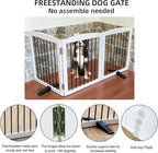 Freestanding Panel Dog Gate for Indoor, Doorways,Stairs, or Hallways,Foldable Wooden Dog Fence for House,Pet Gate for Dogs, Puppy Gate,Support Feet Included,24 "Height-3 Panels,White