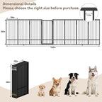 Full Metal Freestanding Dog Gate with Door, 36''Height Foldable Pet Dog Fence for Indoor & Outdoor, 8 Panels Extra Wide Free Standing TallDog Gates for Doorways,House,Stairs,Porch,Deck,Yard