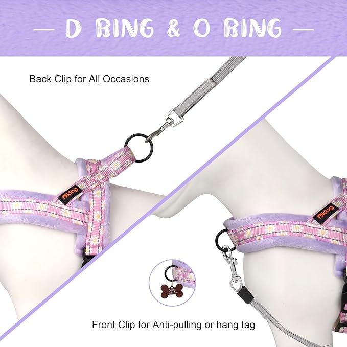 Didog No Pull Dog Harness with Soft Padded, Easy Walk Dog Harness with Quick Release Buckle, Adjustable & Reflective Pet Harness with Soft Padded for Small Medium Dogs (S:Chest 19-22", Purple)