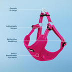 Best Pet Supplies Voyager Adjustable Step-in Flex Breathable Mesh Dog Harness for Small Medium Large Dogs (Fuchsia), M