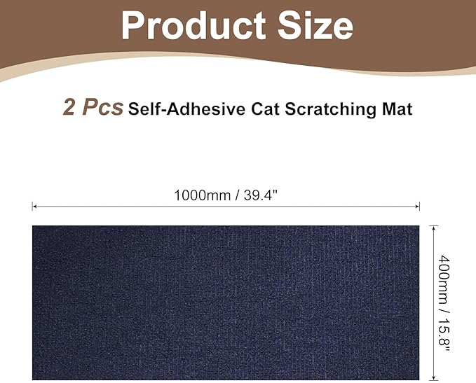 uxcell Self-Adhesive Cat Scratching Mat, 2 Rolls 39.4" x 15.8" Couch Protector from Cat Claws for DIY Sofa, Wall, Doors, Cut Anti Cat Scratch Pad Carpet Mat, Dark Blue
