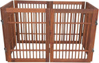 Urnporium Pet Dog Gate Freestanding, Strong Durable Folding Wooden Fence, Portable Acacia Hardwood Safety Barrier for Indoor & Outdoor Use (Brown Pet Gate, 6 Panel 24" Tall)