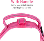Reflective Tactical Dog Collar Adjustable for Training and Service K9 Dog Collar with Military Nylon Heavy Duty Metal Buckle and Control Handle for Medium and Large Dogs,1.5" Width Pink