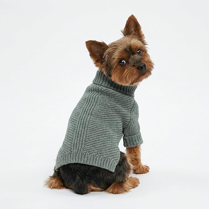 Fitwarm Dog Turtleneck Sweater, Thermal Knitted Pet Coat, Dog Winter Clothes for Small Dogs, Cat Apparel, Heather Grey, XXL