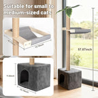XiaZ Cat Window Perch with Tall Scratching Post, 58" Cats Window Hammock with Cat Condo, Multi-Level Cats Scratching Post for Climbing, Sleeping & Watching Birds