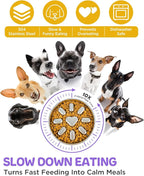 Slow Feeder Dog Bowls with Non-Slip Mat, Stainless Steel Metal Slow Feeder for Small & Medium Dogs, 2 Cups Pet Bowl for Fast Eaters, Slows Down Eating, Dishwasher Safe, Anti-Gulping Dog Bowl