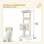ROYPET Fashion Design 43.3" Cat Trees with Cat Houses Spring Balls,Beige