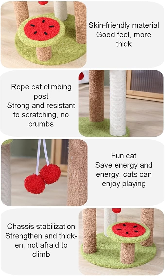 SUNESA Cat Tree Cat Tower Cherry Cat Climbing Frame Three-Tier Cat Litter One Cat Frame Cat Toy Cat Scratching Post Pet Supplies Cat Tree Condo Cat Tree Indoor Climbing
