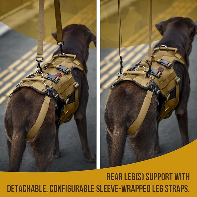 OneTigris Dog Lift Harness for Large Dogs, Dog Hip Support Brace, Full Body Lifter with Handles Invictus Multifunctional Mobility Assistance Vest for Back Legs (Brown, XXL)