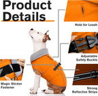 Lelepet Dog Coat Waterproof Dog Jacket Reflective Fleece Vest with Adjustable Buckle & Leash Hole Windproof Cold Weather Coats for Small Medium Large Dogs, Warm Hunting Vest, Orange, XXL