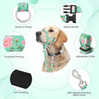 HIGO Dog Head Collar, Adjustable Head Collar for Dogs, No Pulling Head Halter, Training Nose Leash, 3 Pattern Muzzle Leash for Small Medium Large Dogs Easy Walking (Green, S)