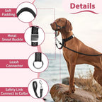 BARKLESS Sturdy No Pull Head Collar for Medium Large Dogs, Gentle Reflective Head Halter with Safety Link, Adjustable Nylon Dog Training Muzzle Leash for Walking Control (Hot Pink, XL)